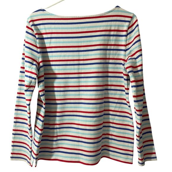 New Talbots Shirt Womens Med Multi Color Striped Effortless Jersey Knit LS Top - Picture 2 of 6